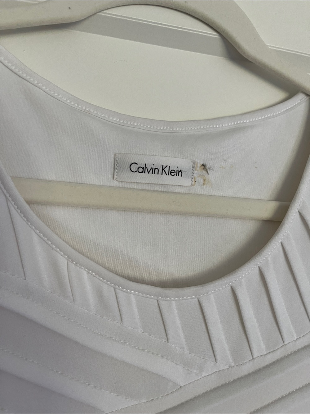 Calvin Klein Sleeveless Banded Bodycon Sheath Dress White Size 12 NWT - Picture 6 of 7